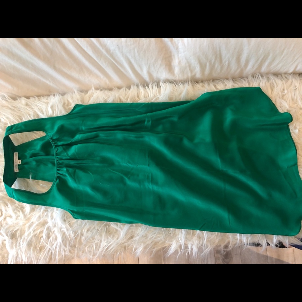 Emerald green silk dress